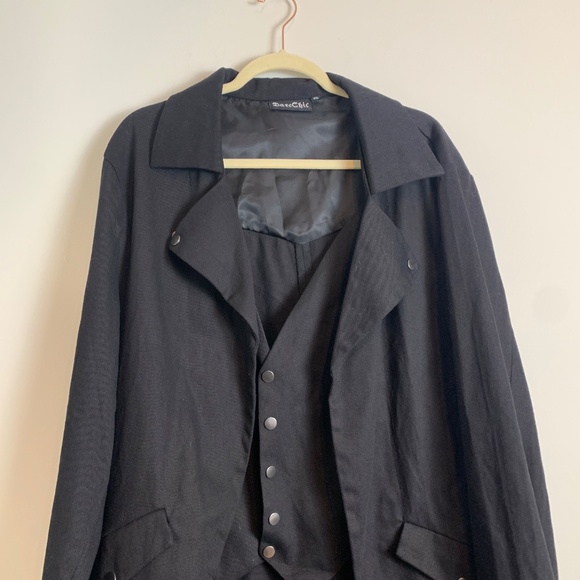 DarcChic Men’s 3XL Black Gothic Steampunk Victorian Tailcoat Cosplay Jacket - Picture 3 of 6